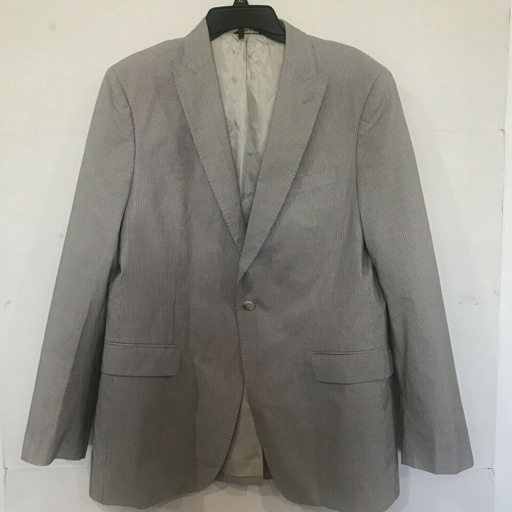 Banana Republic Sport Coat Jacket Blazer Tan Stripe Tailored Cotton Men's 44 R